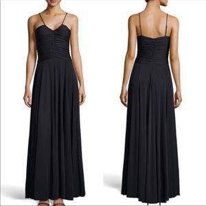 Halston heritage black strappy ruched maxi dress